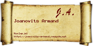 Joanovits Armand névjegykártya